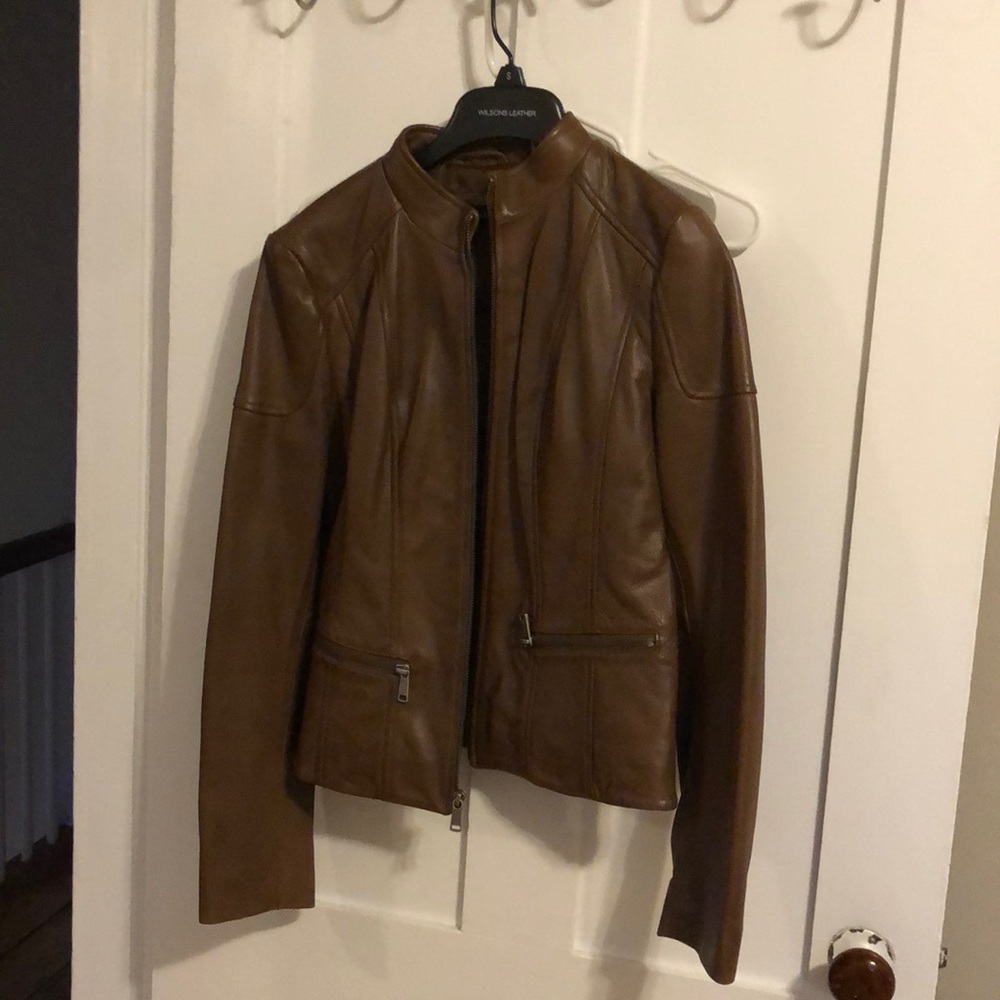 NWOT cognac leather jacket